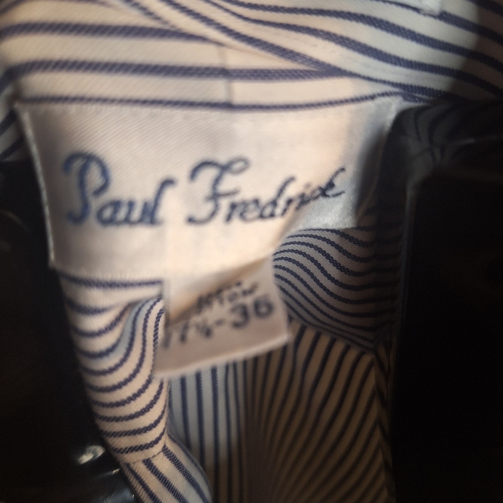 Paul Fredrick Classic Long Sleeve Striped Dress Shirt. S8ze 17.5/36 - Picture 6 of 7